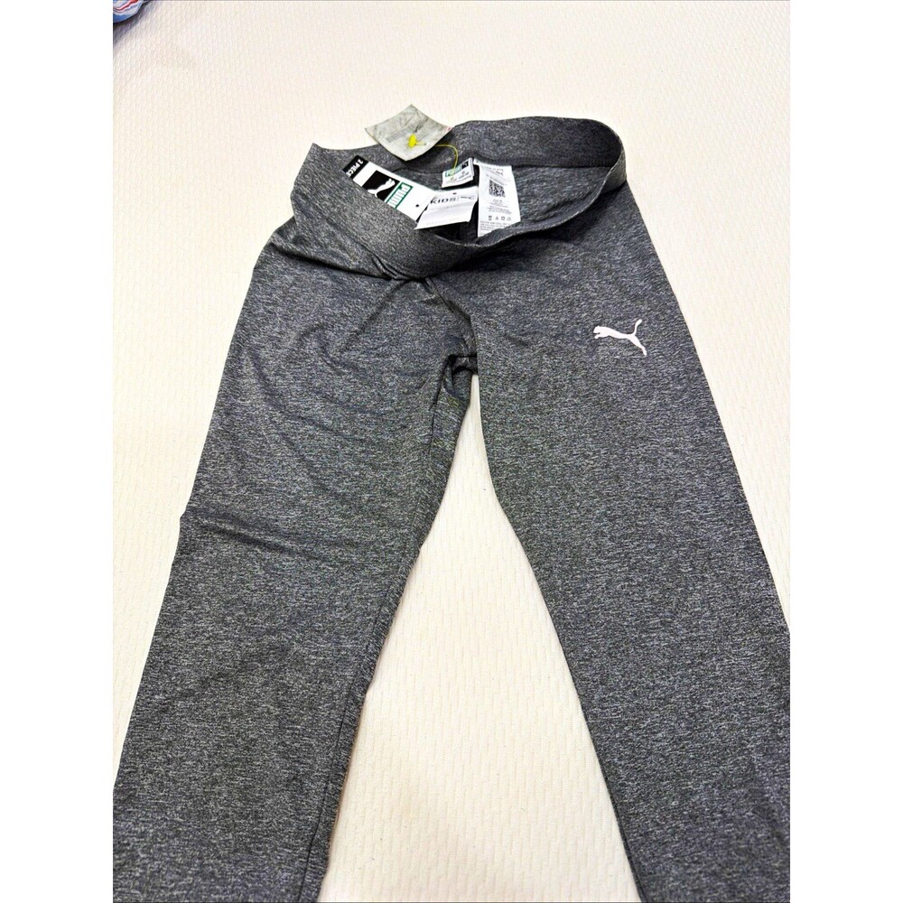 PUMA Unisex Kids Gray Leggings Size L Pull On Stretch Running & Jogging